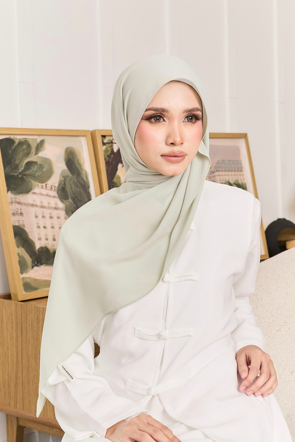 Whisper Basic in Sage Mist - Hoodie Shawl
