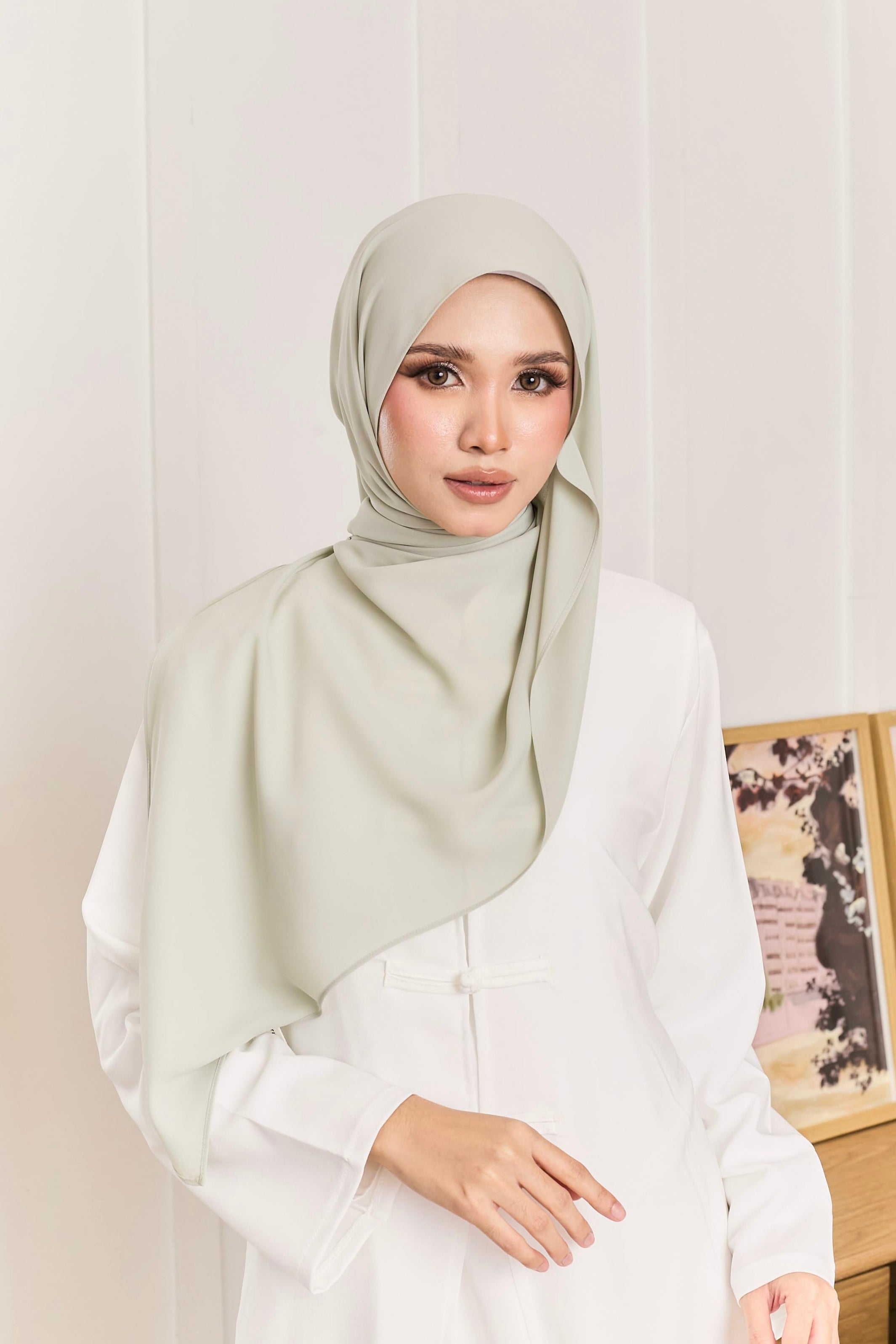 Whisper Basic in Sage Mist - Hoodie Shawl