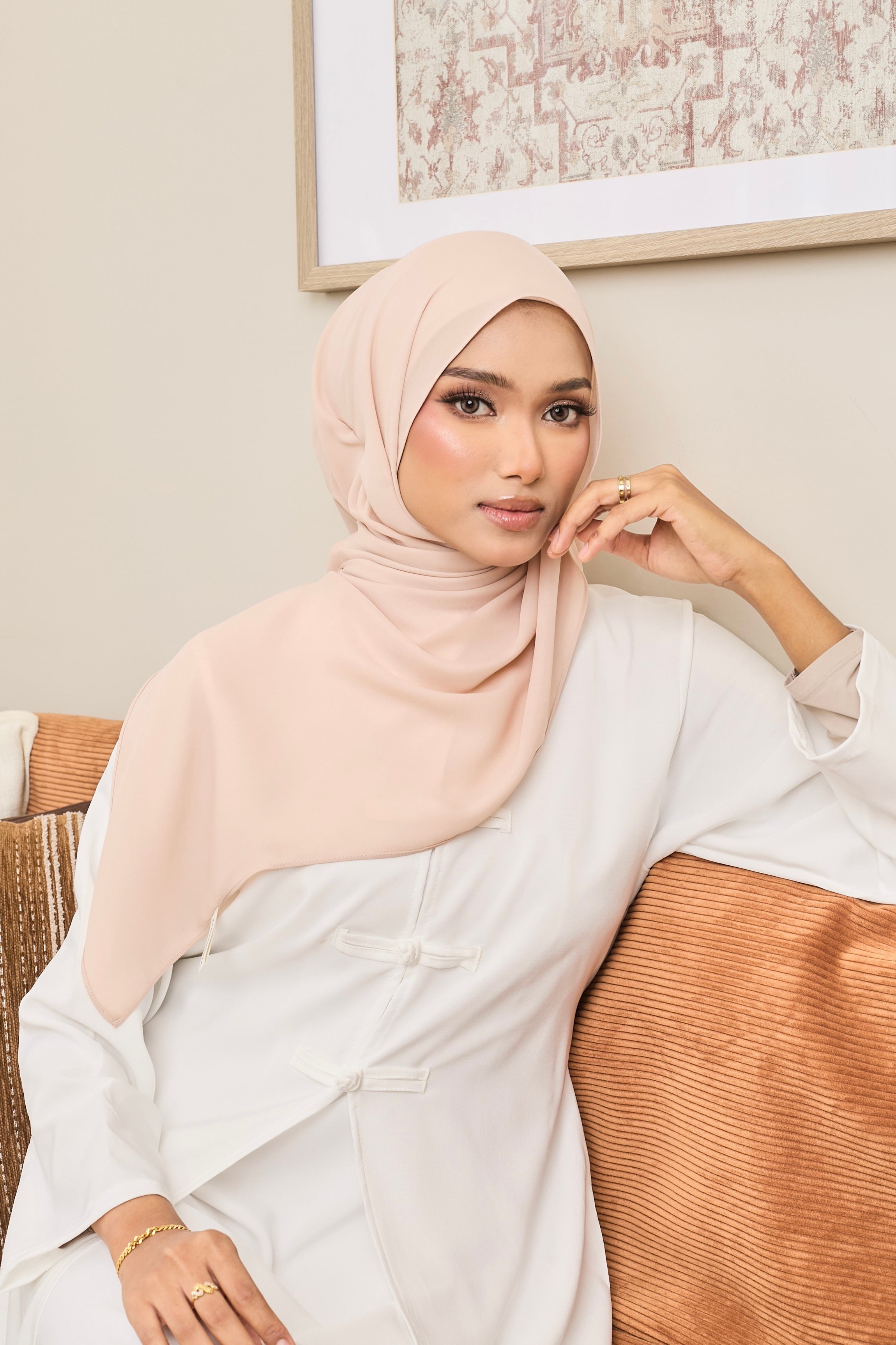 Whisper Basic in Sand Beige - Hoodie Shawl