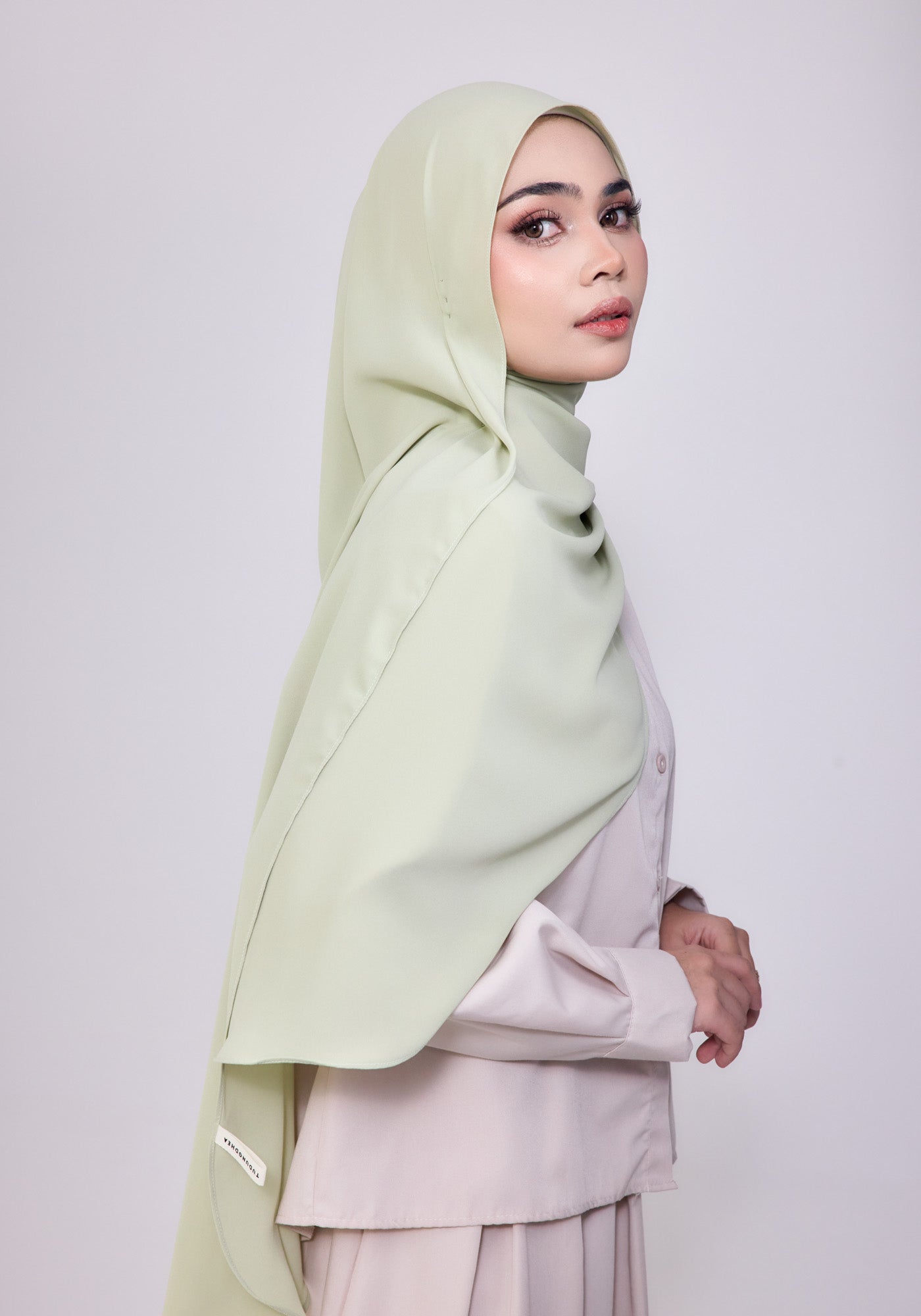 Whisper Basic in Sage Veil - Hoodie Shawl 2m